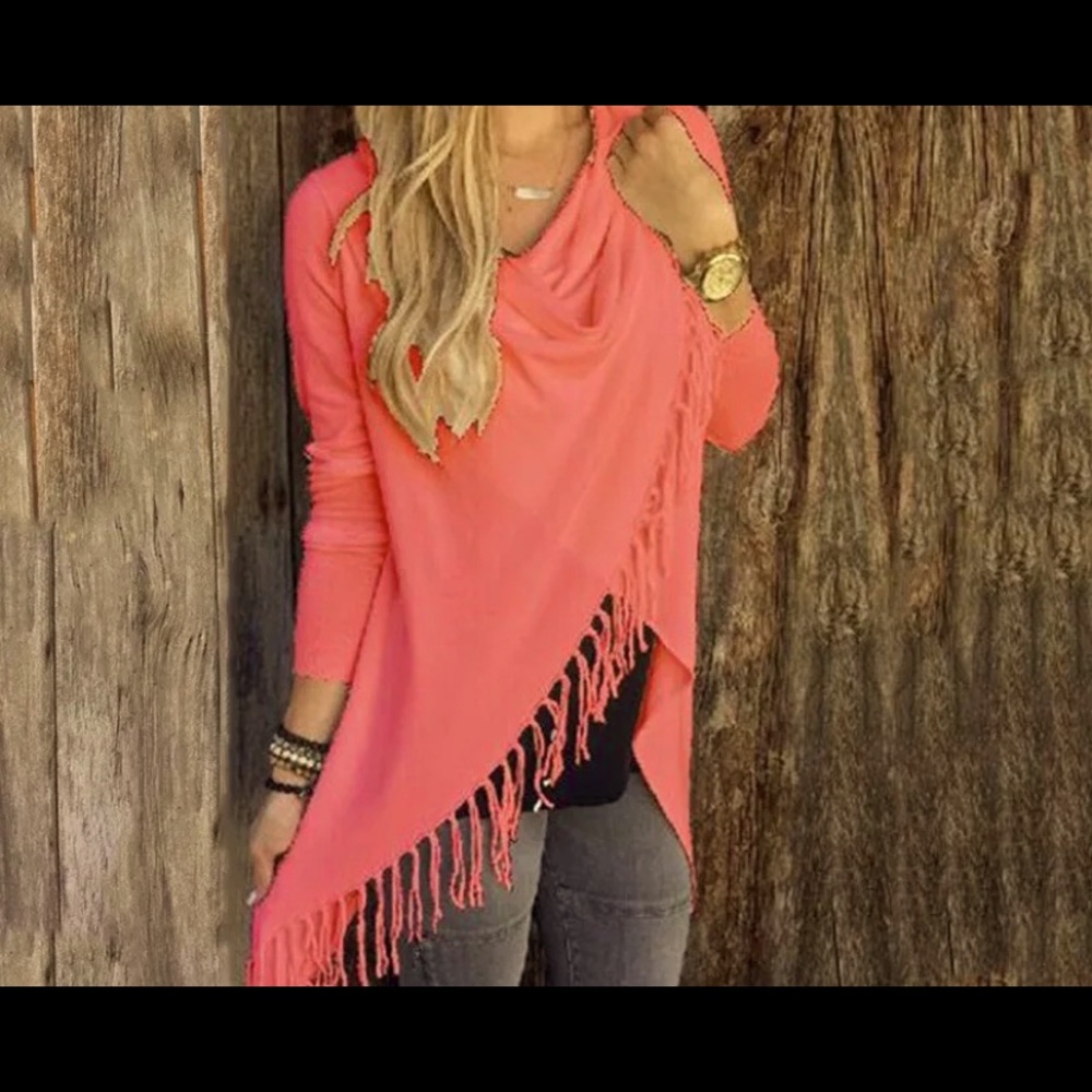 SASSY❤️ New Cardigan/wrap/poncho sweater. Very classy salmon color